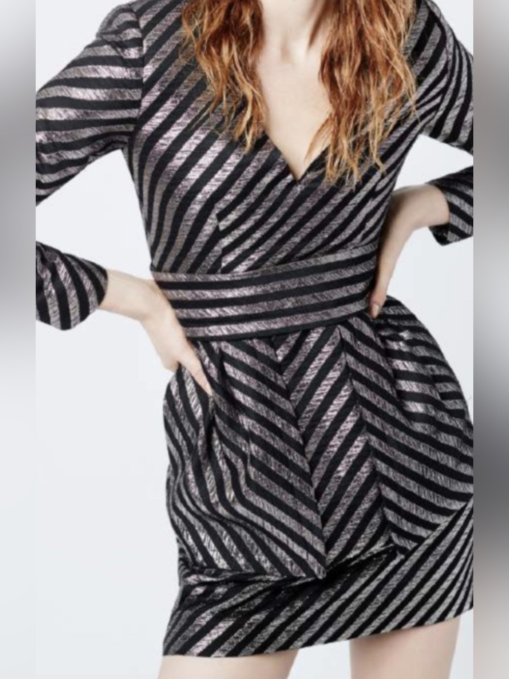 Smythe Striped Mini Dress in Black & Silver Size 00 Like New